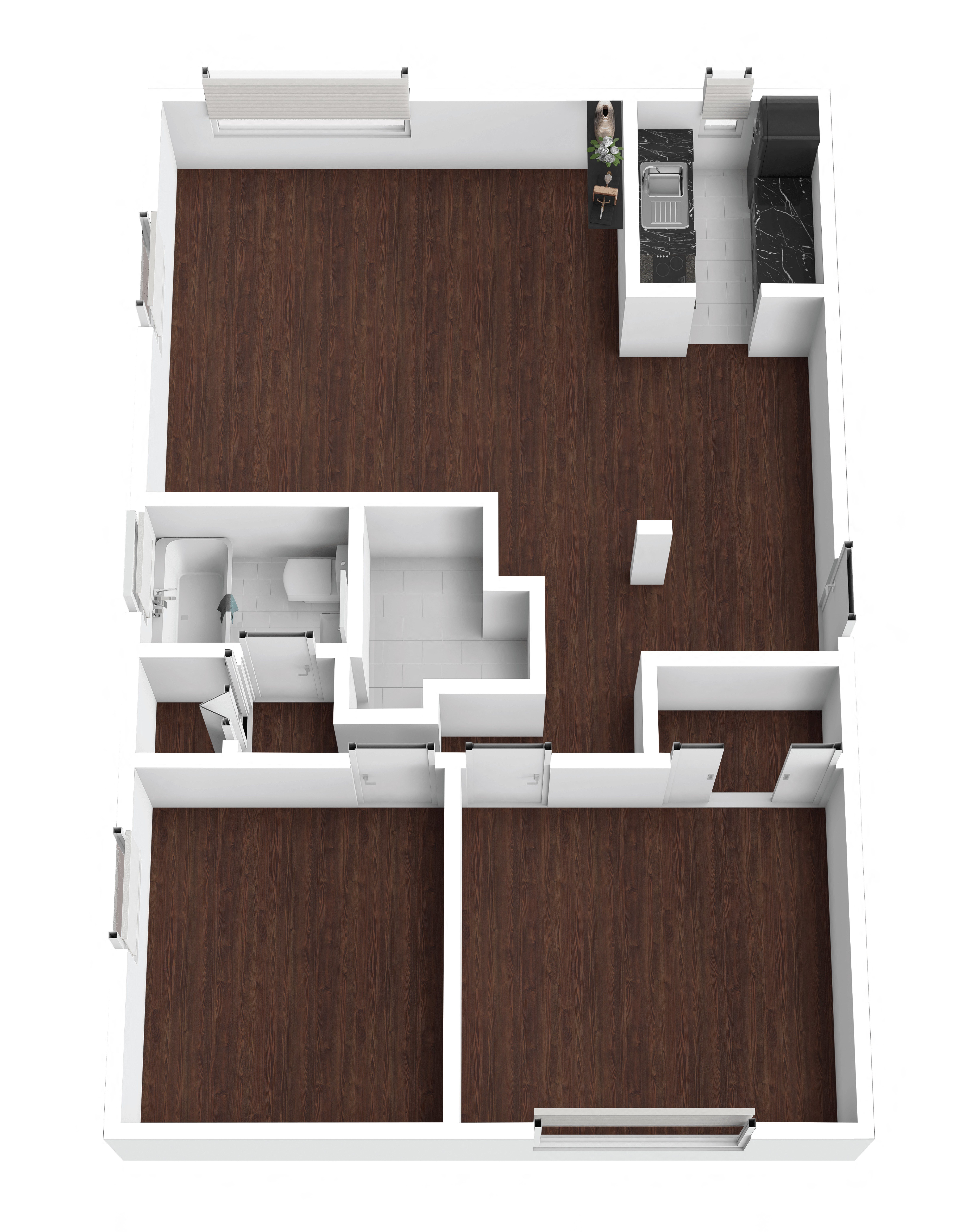 Two Bedroom One Bath floor plan